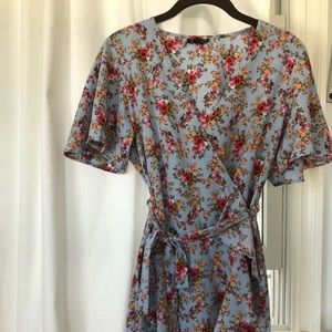 Topshop floral print wrap dress